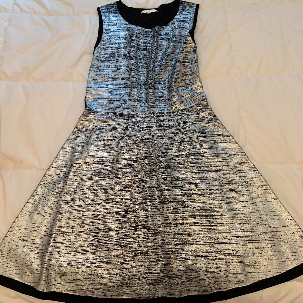 Shoshanna Two Tone Silver and Black Cocktail Dress (Size M)
